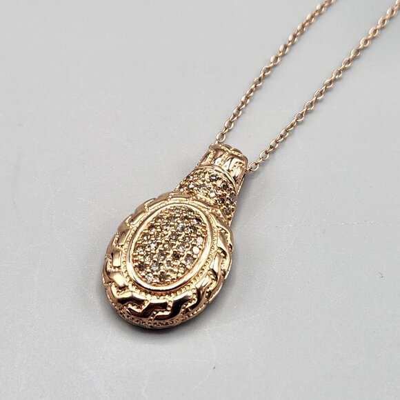 Chuck Clemency 925 Sterling Silver Champagne Diamond Pendant Rose Gold Plated - Picture 2 of 14